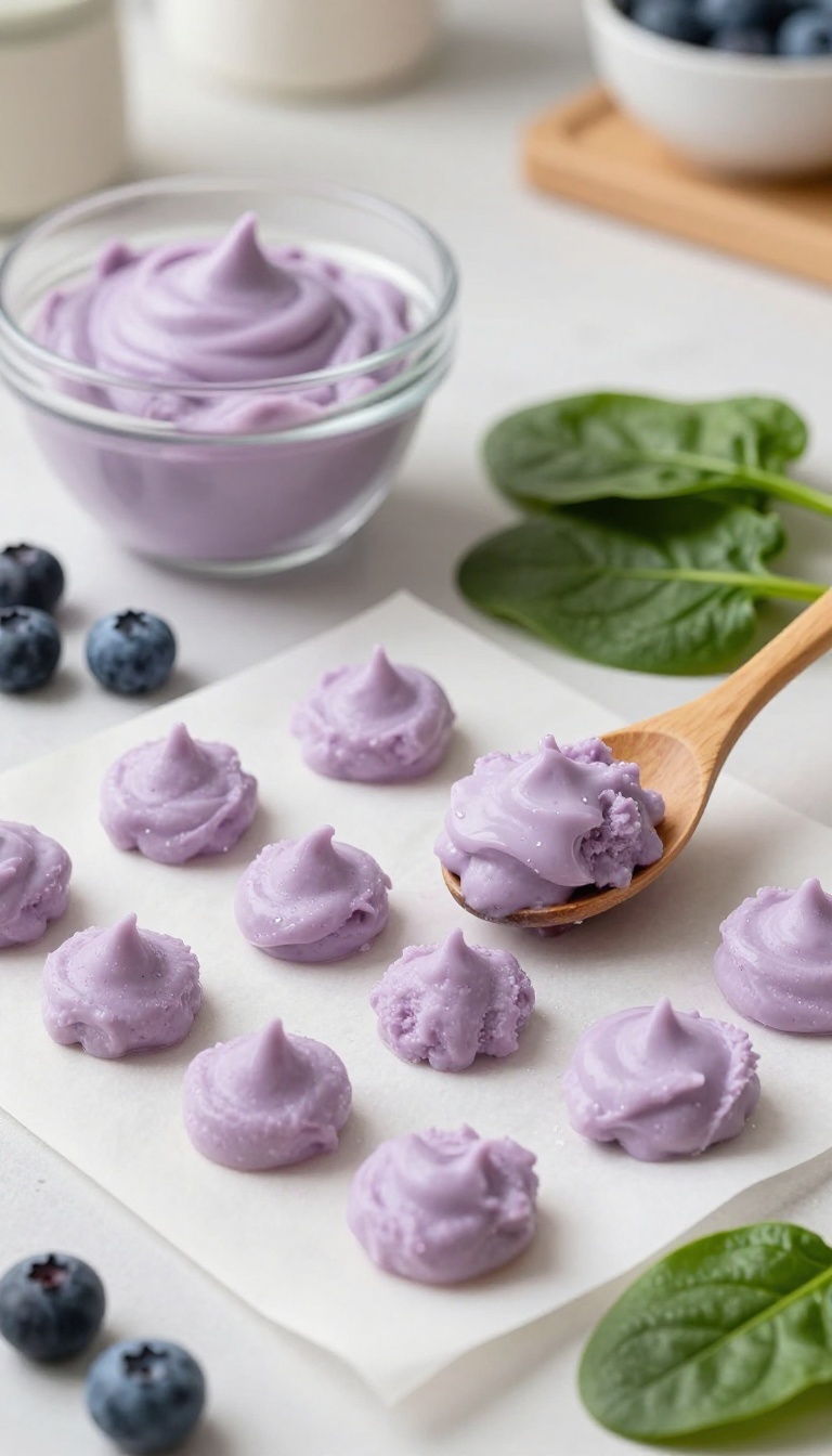 5. Blueberry & Spinach Frozen Yogurt Drops