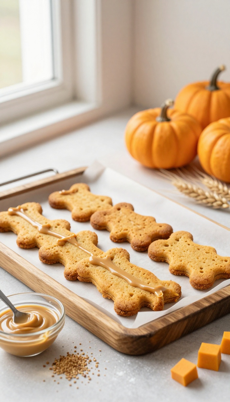 2. Crunchy Pumpkin Biscuits with Peanut Butter Drizzle