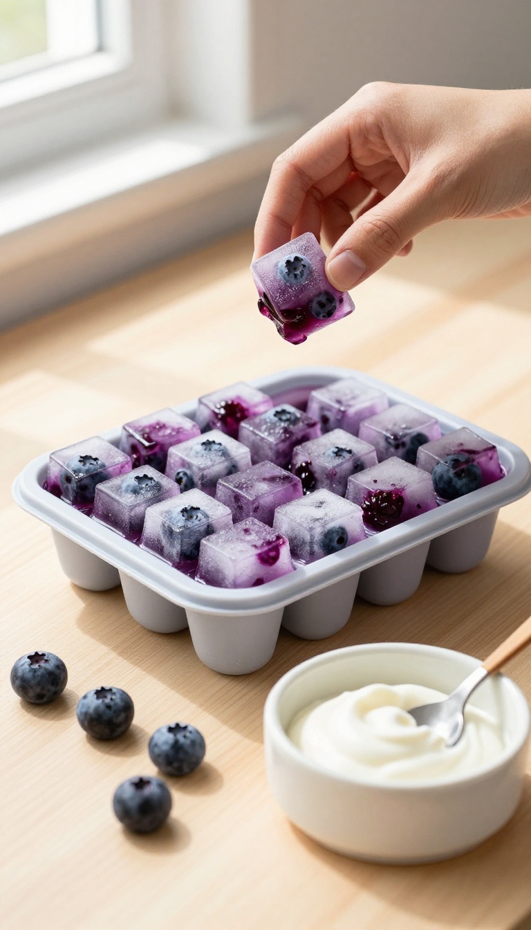 7. Frozen Broth and Blueberry Cubes