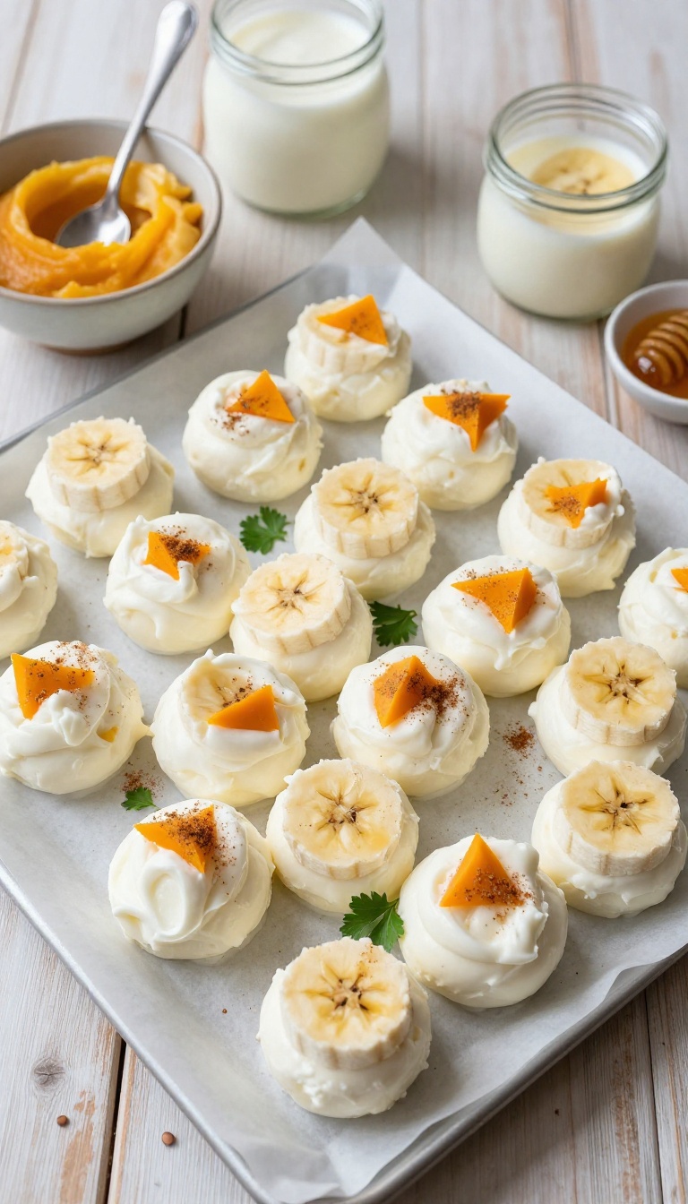1. Creamy Banana Pumpkin Frozen Yogurt Drops