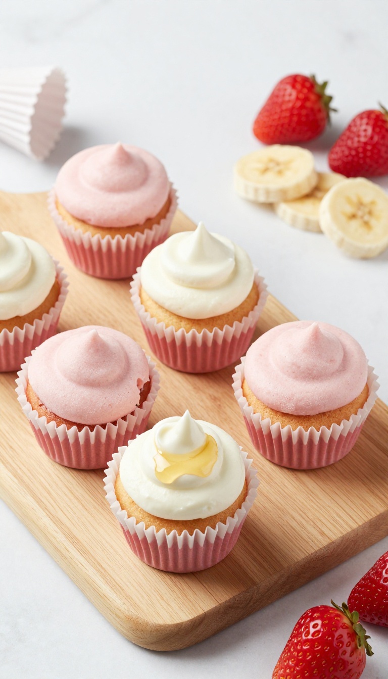 10. Frozen Strawberry & Banana Cupcakes