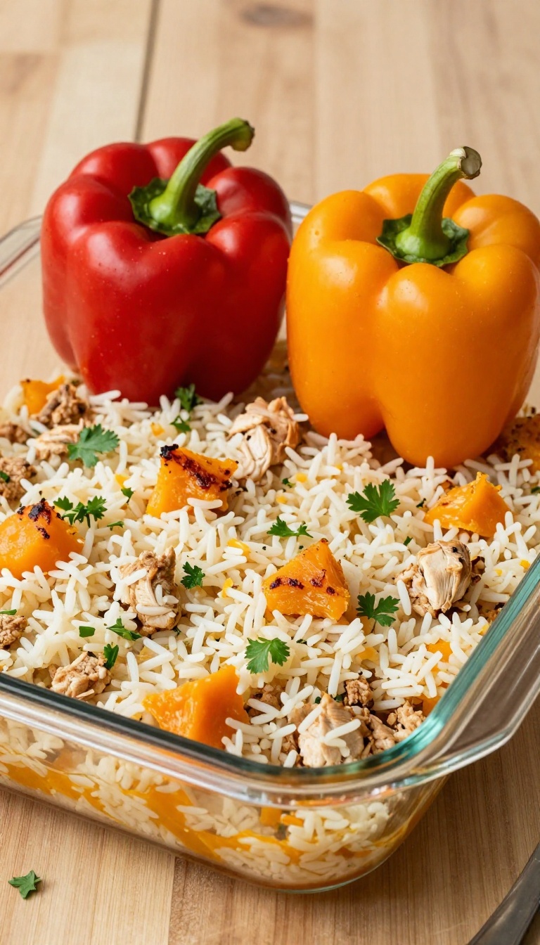 8. Chicken Rice Pumpkin Stuffed Bell Peppers