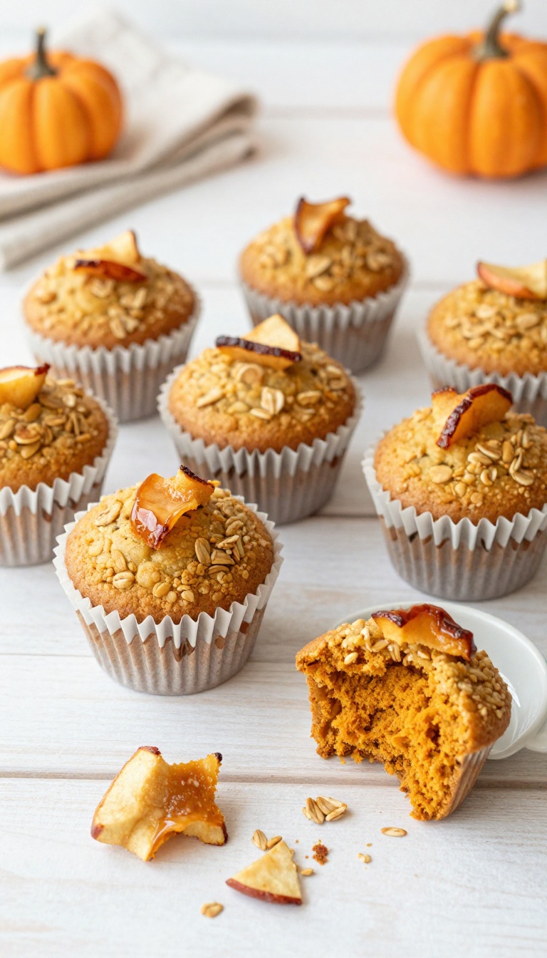 11. Pumpkin Oatmeal Cupcakes with Apple Chips