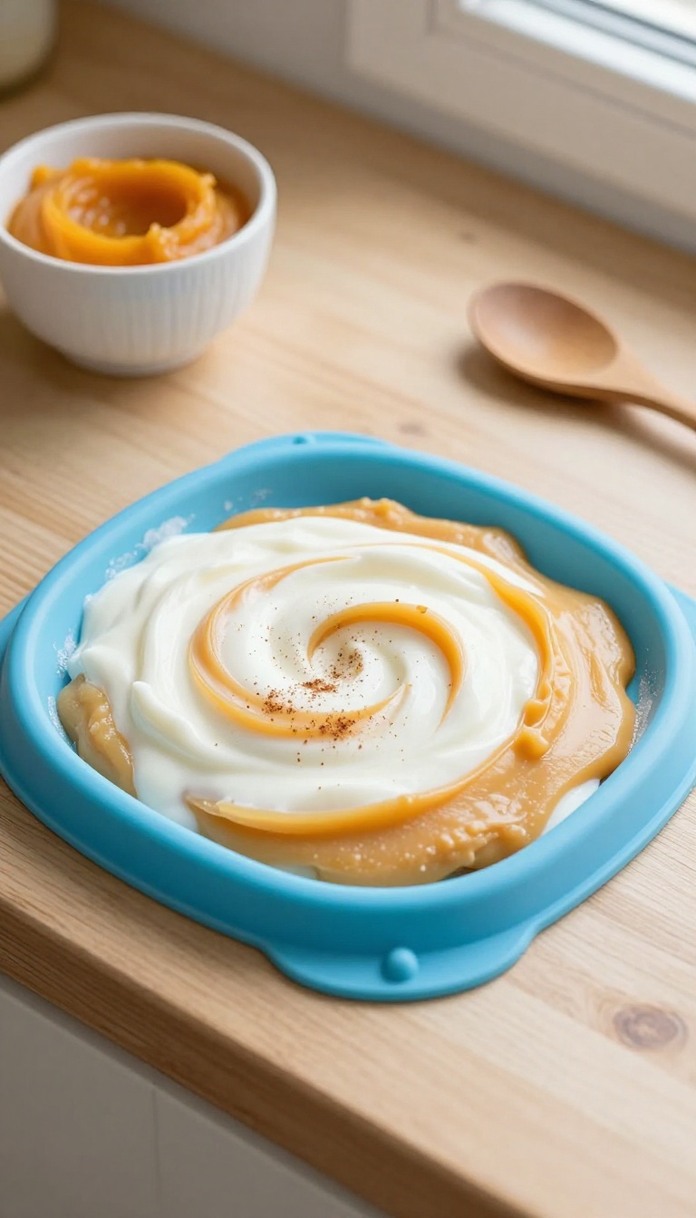 17. Pumpkin Yogurt Swirl Lick Mats