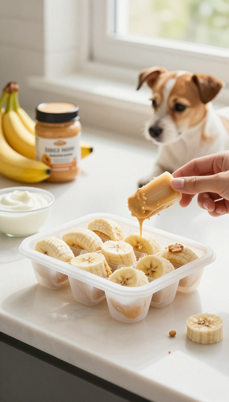 1. Frozen Peanut Butter and Banana Pupsicles