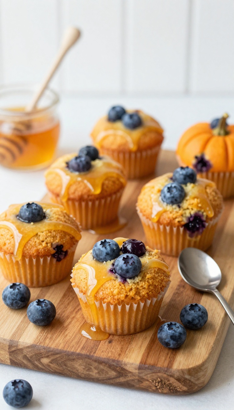 7. Pumpkin Blueberry Cupcakes with Honey Glaze