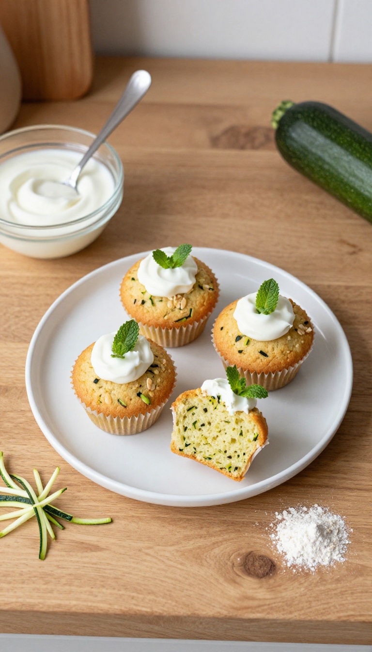 6. Zucchini & Oat Cupcakes with a Plain Yogurt Topping