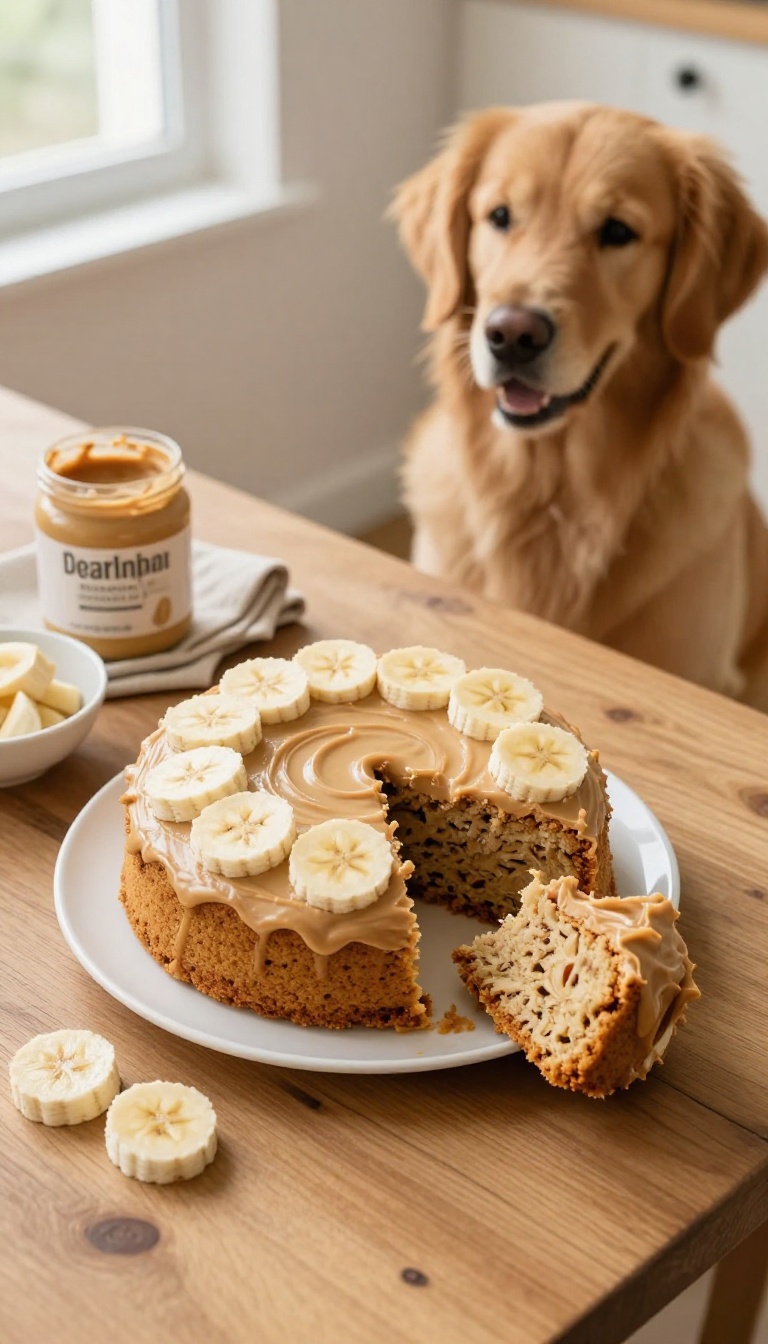 1. Classic Peanut Butter & Banana Dog Cake