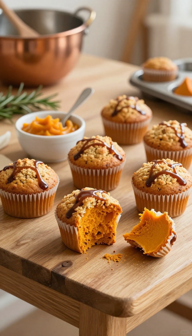17. Pumpkin Ginger Cupcakes with Molasses Drizzle