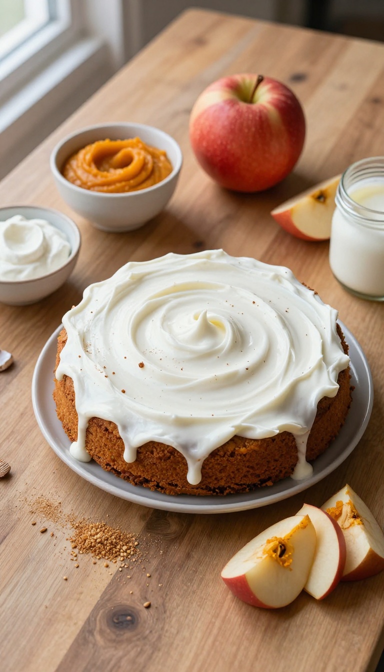 2. Pumpkin and Apple Dog Cake with Yogurt Frosting
