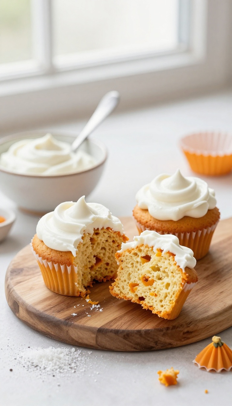 14. Pumpkin Coconut Flour Cupcakes with Yogurt Frosting