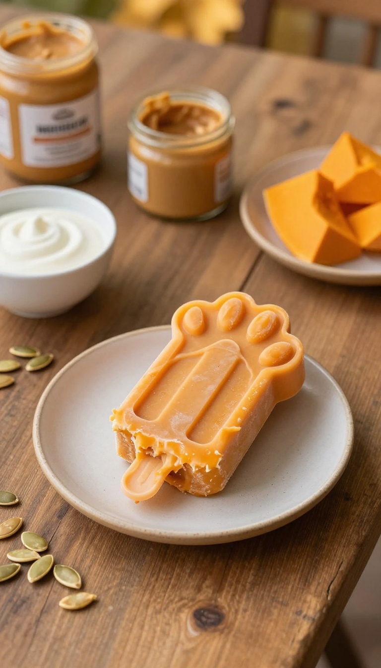 4. Frozen Pumpkin Peanut Butter Pupsicles