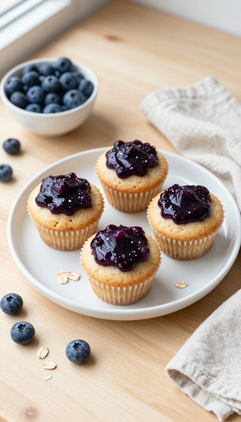 3. Banana & Oat Cupcakes with a Blueberry Mash