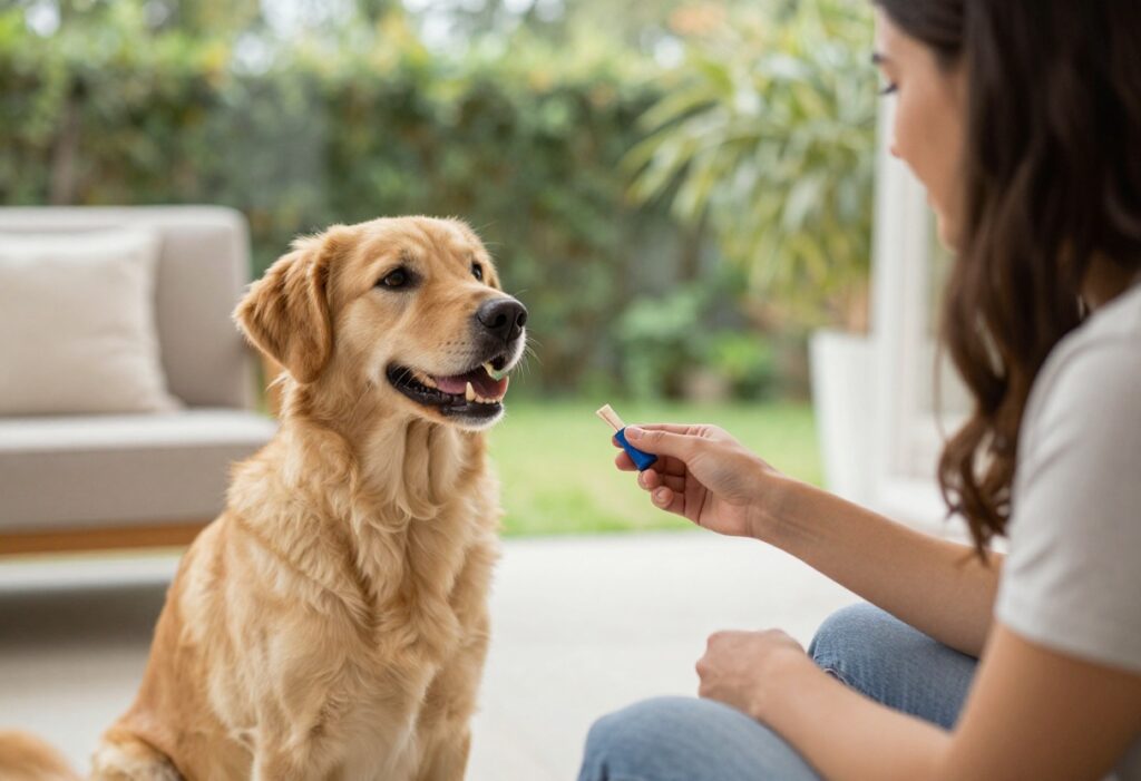 Dog training with marker word and treat