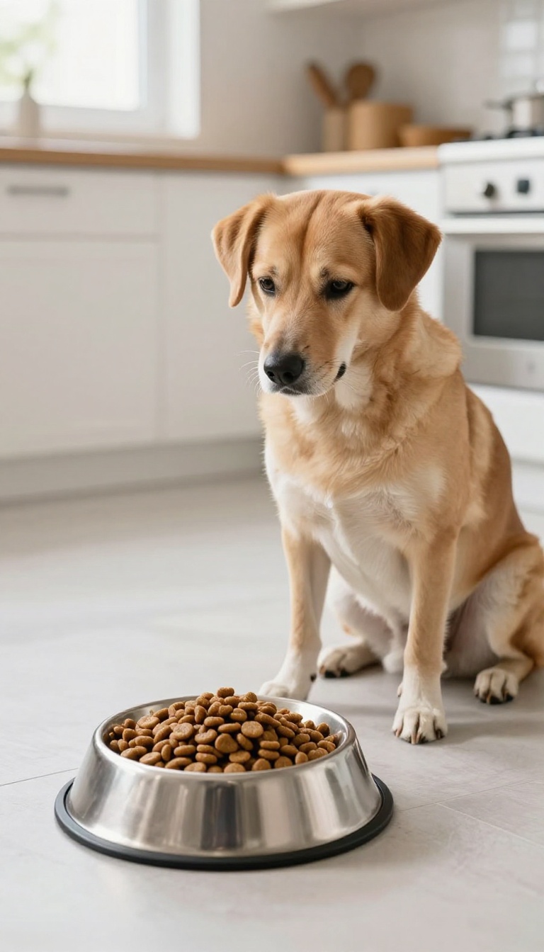 A dog sitting patiently waiting for food during a training exercise
