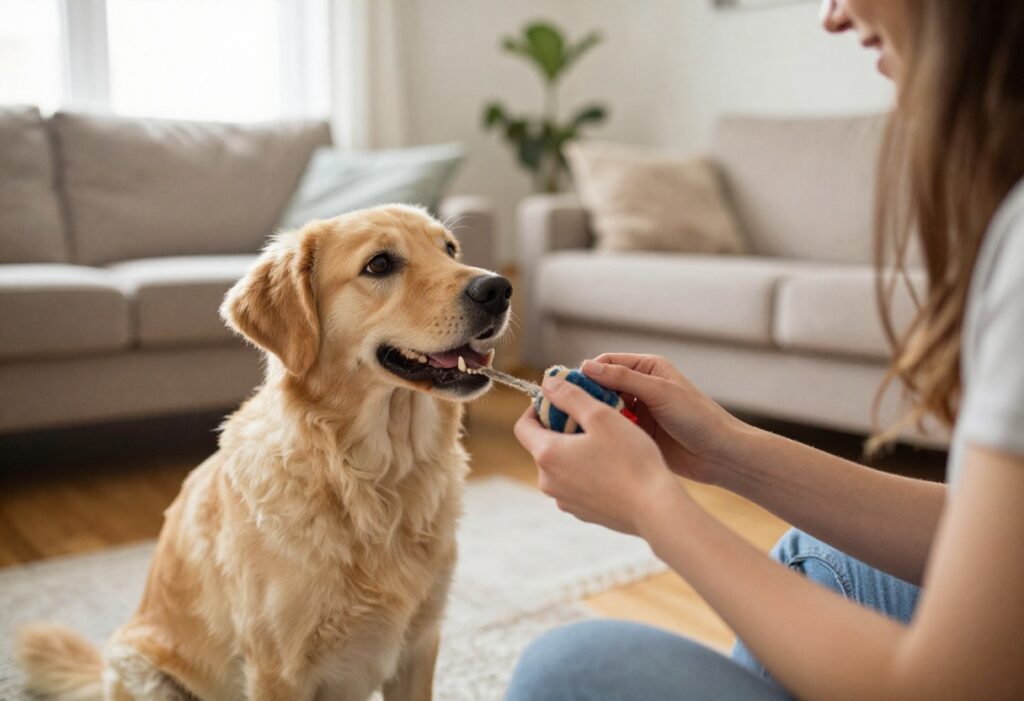 Dog training with a tug toy as a non-food reward