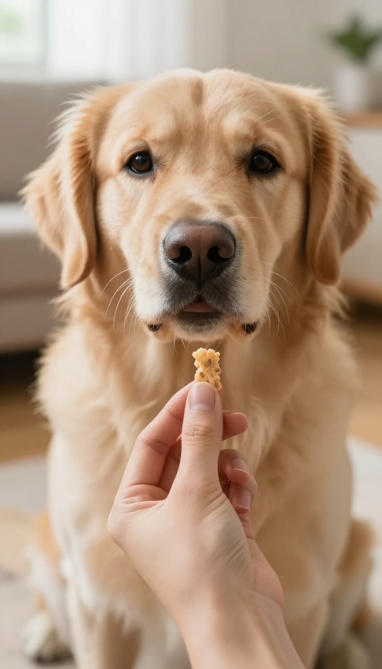 Dog making eye contact with owner during training