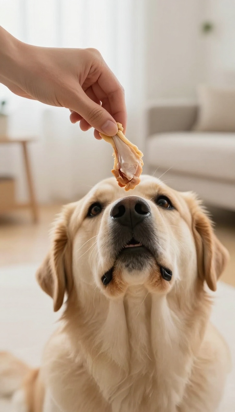 Dog dropping a toy in exchange for a treat during a training session