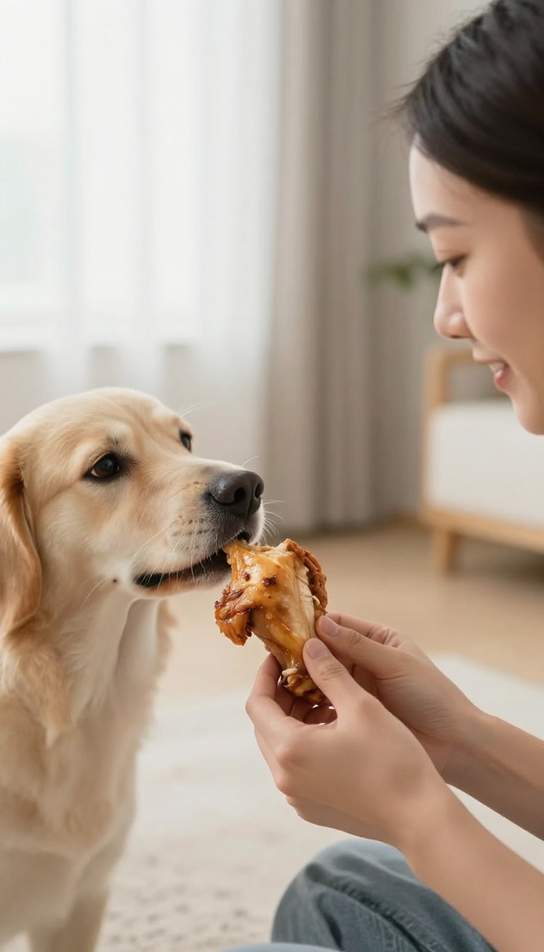 Dog owner practicing emergency leave it command with a high-value treat