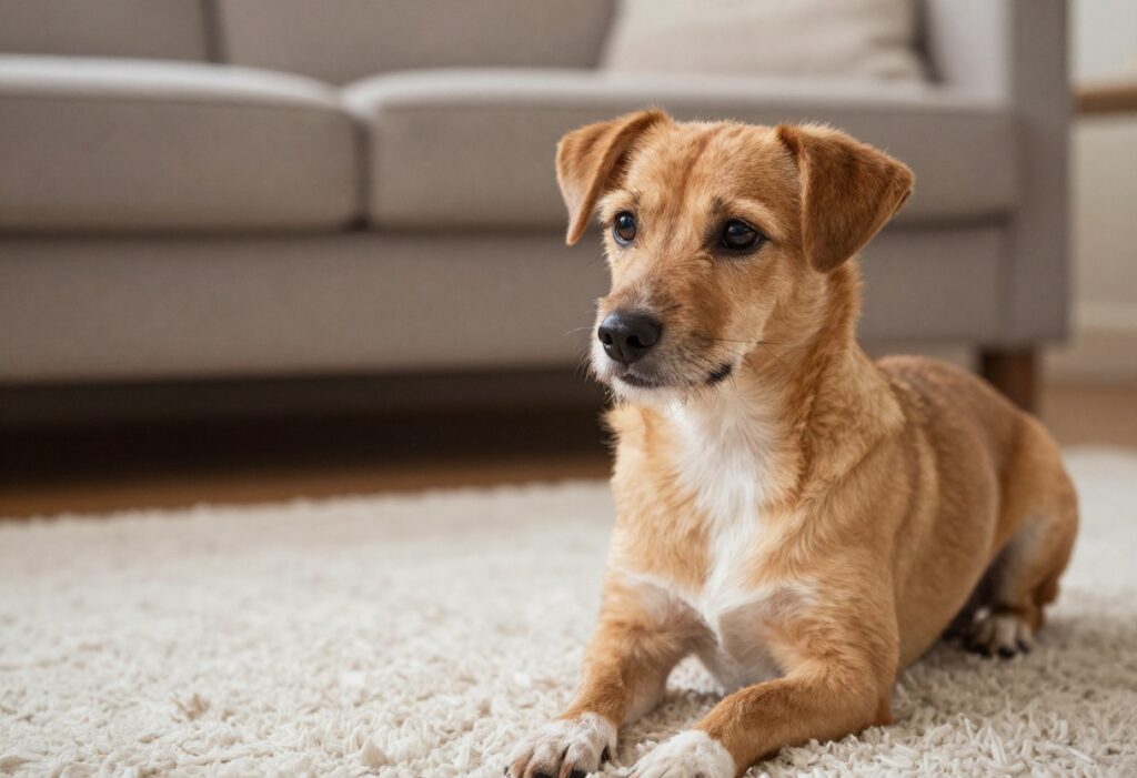Shy dog gaining confidence with owner