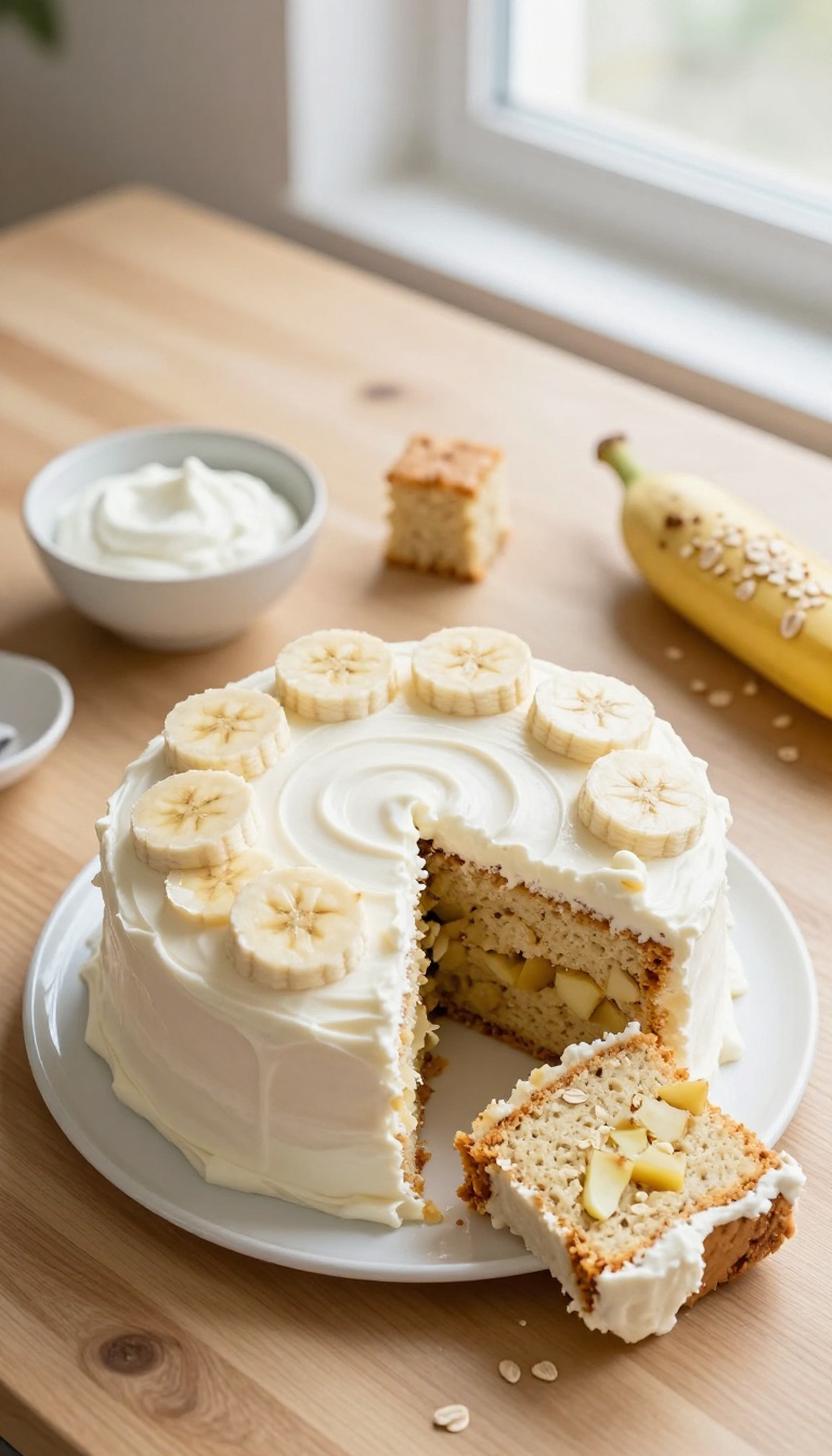 2. Apple Banana Oat Cake With Vanilla Yogurt Frosting