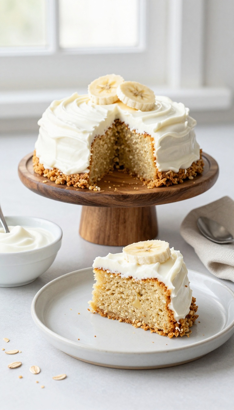 6. Banana & Oat Flour Cake With Yogurt Frosting
