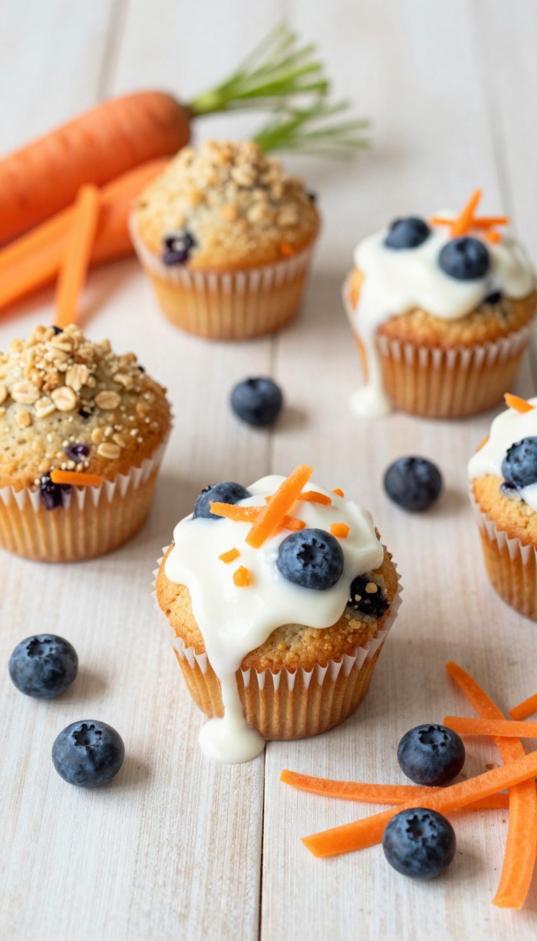 3. Blueberry Carrot Cupcakes With Tangy Yogurt Drizzle