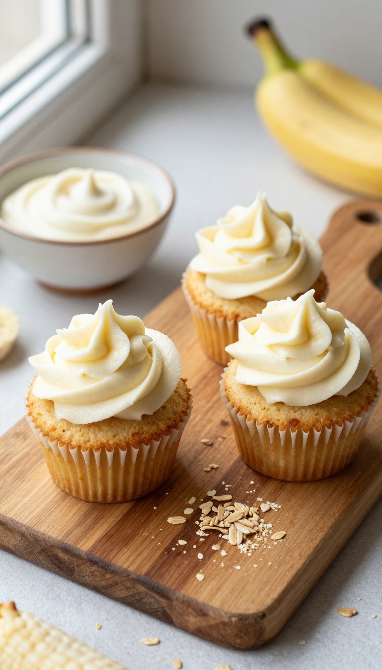 2. Oat Flour Peanut Butter Cupcakes With Banana Frosting