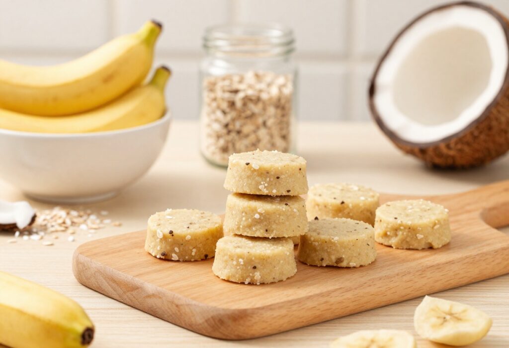 3 No Bake Dog Treats With Banana, Oats and Coconut Flakes