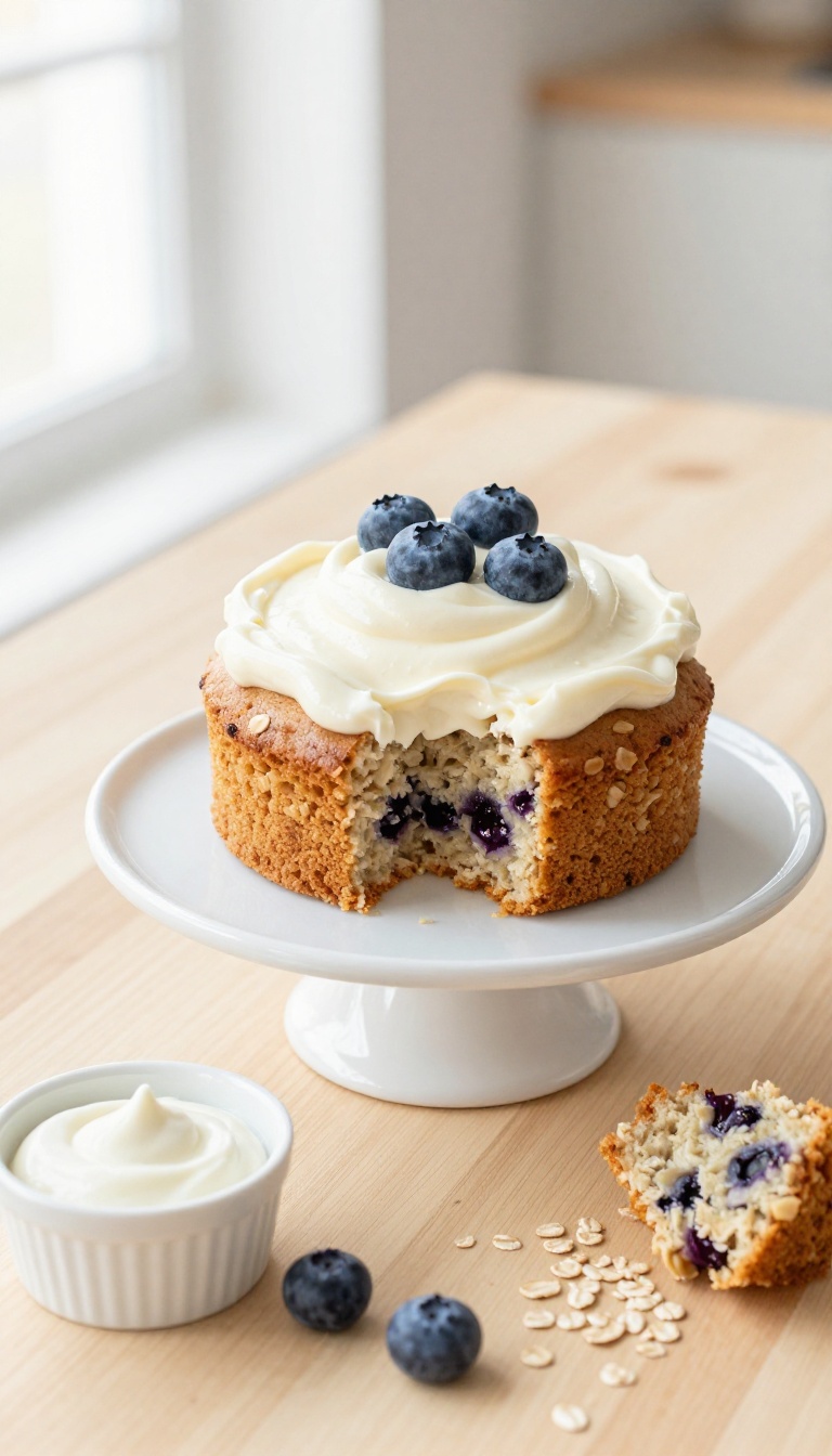 2. No-Bake Blueberry Oat Cake With Honey Yogurt Mousse