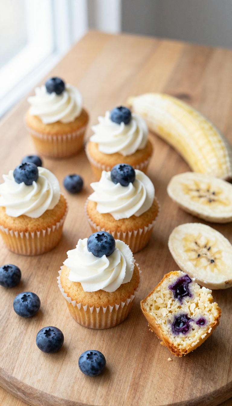 2. Blueberry Banana Cupcakes With Creamy Coconut Yogurt Frosting