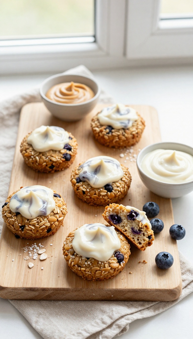 3. Mini Blueberry Oat Cakes With Peanut Butter Yogurt Swirl
