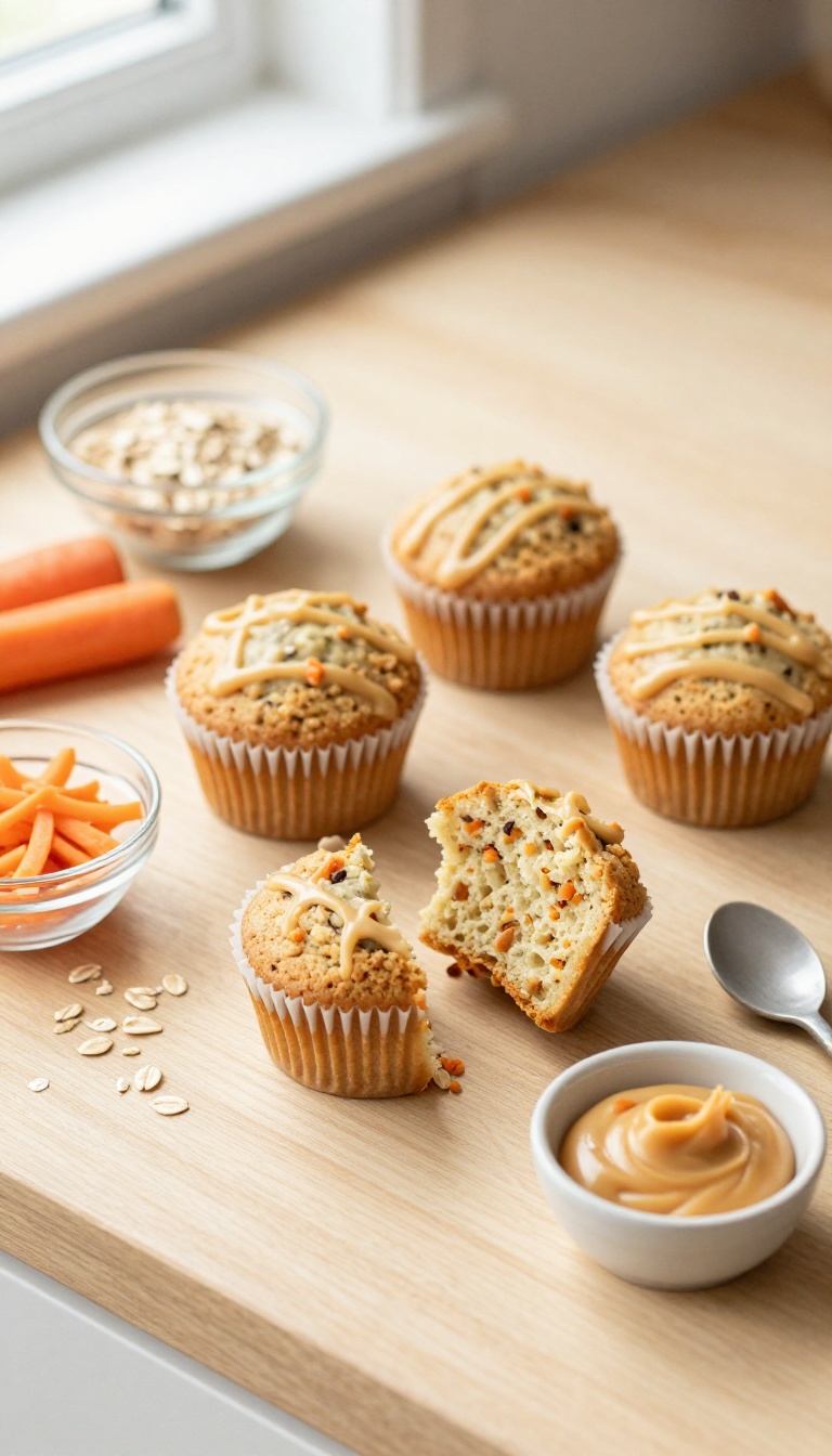 4. Carrot Banana Oat Cupcakes With Peanut Butter Drizzle